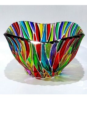 Spectacular Murano 10 1/2" Due Zeta Zecchin Venetian Art Glass Bowl
